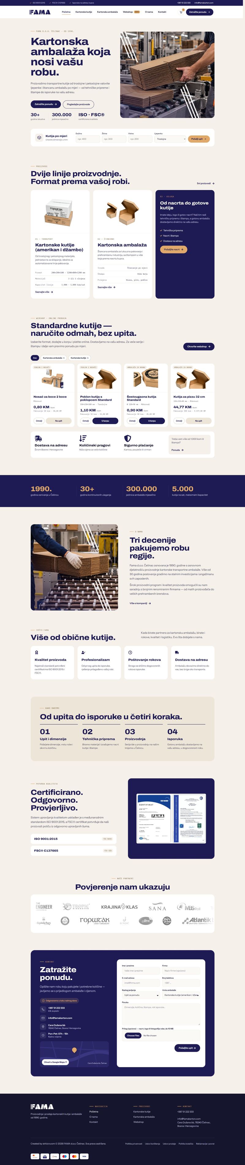 Projekat: FAMA — Web stranica i webshop · Ambalaža