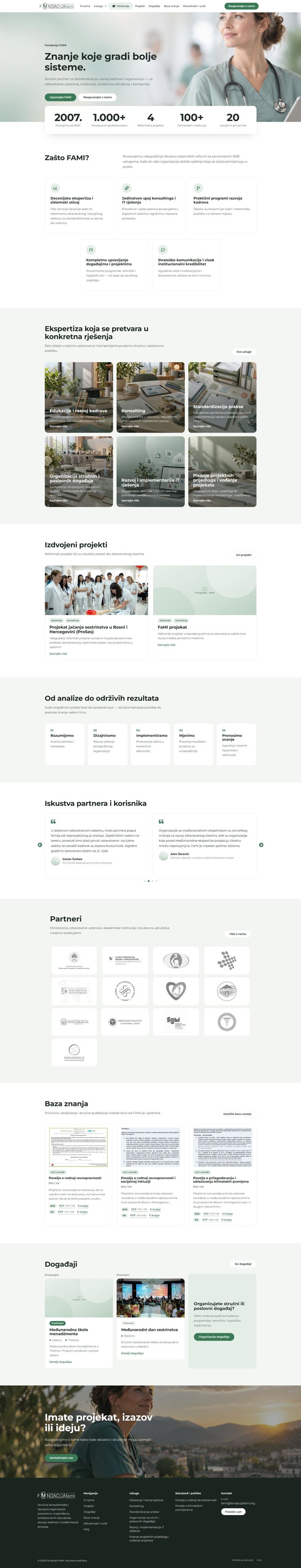 Projekat: Fondacija FAMI — Web stranica · Fondacija
